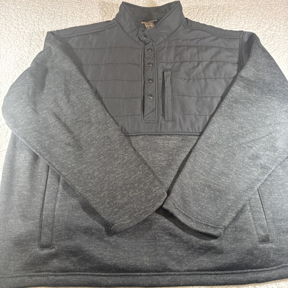 Ariat Caldwell Reinforced Snap Pullover jacket  Mens XXXL Gray Quilted Hybrid